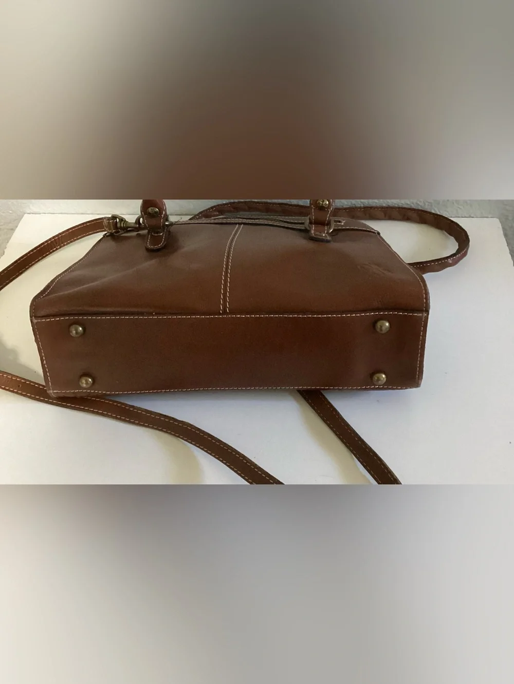 Patricia Nash Embossed Leather Satchel in Brown